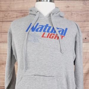 NATURAL LIGHT BEER KOOZIE NATTIE GREY PULLOVER HOODIE SIZE M MEDIUM